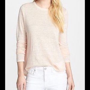 VINCE Linen Top Shirt S Peach Long Sleeve Thin
